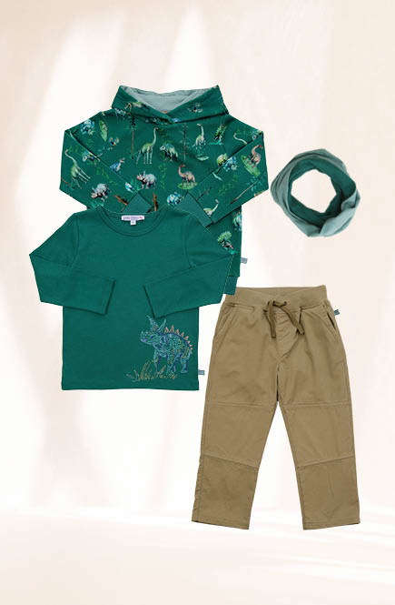 Langarmshirt Dinosaurier-Stickerei smaragd