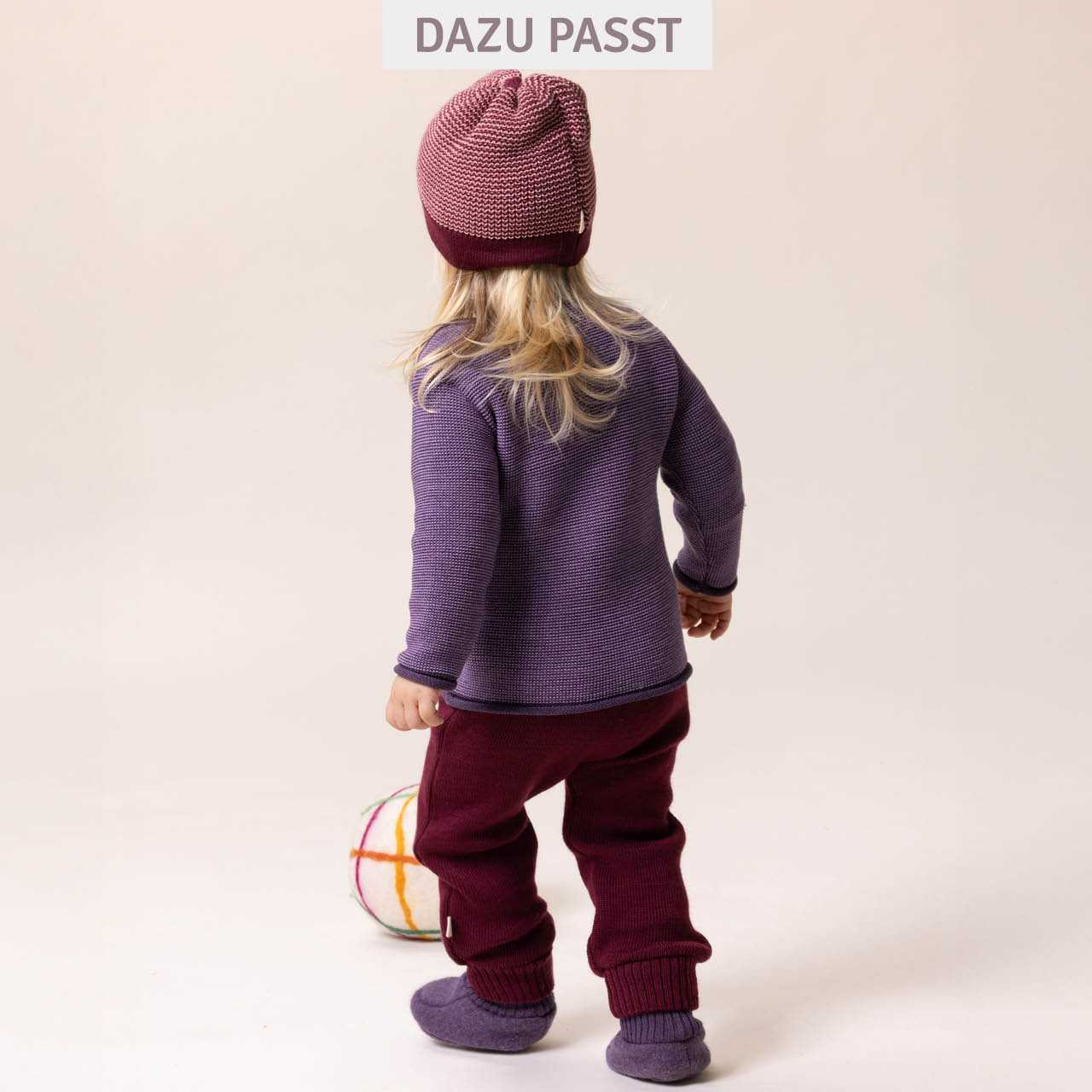 Pullover Baby Schurwolle aubergine-flieder meliert