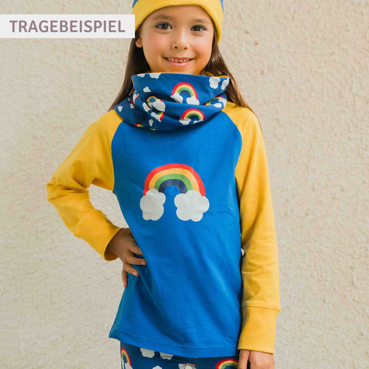 Weiches Langarmshirt Regenbogen blau